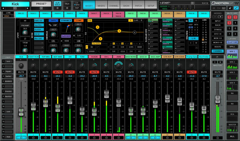 eMotion LV1 + Extreme-C Server + 32-Preamp Stagebox + Axis Scope