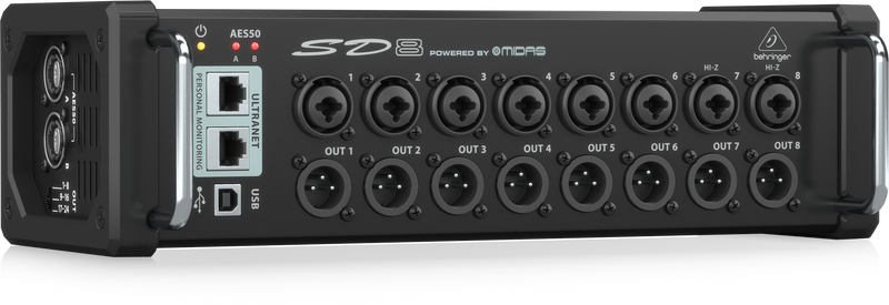 Behringer SD8 Stage Box with 8 Remote-Controllable Midas Preamps, 8 Outputs