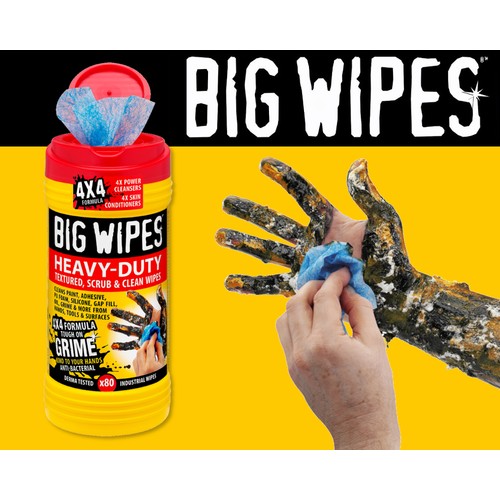 Big Wipes Heavy Duty Wet Anti-Bacterial Wipes, Dispenser Box of 80