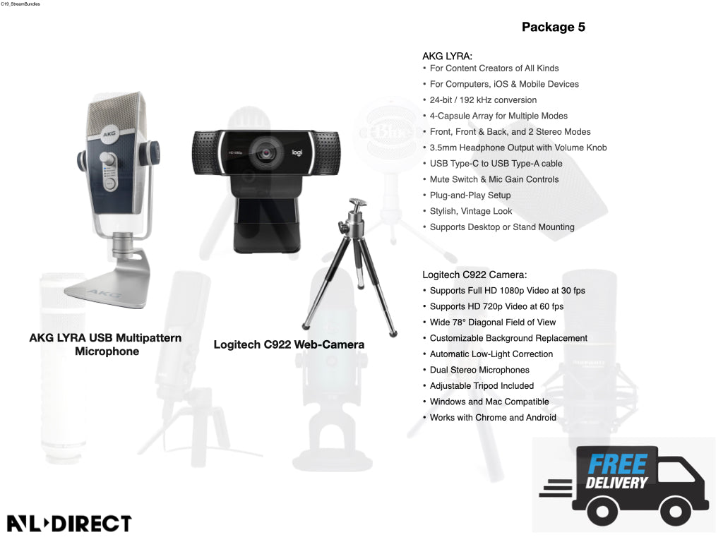 High Quality Audio & Video  Web-Conference Setup for WFH Bundles