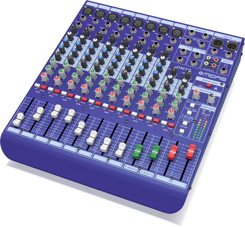 Midas DM12 12 Input Analogue Live and Studio Mixer with Midas Microphone Preamplifiers